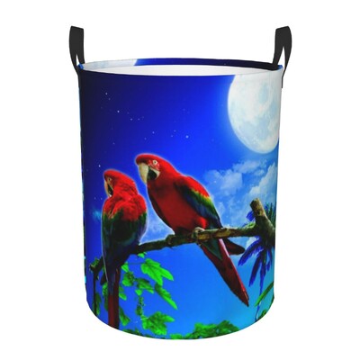 Coș de rufe personalizat, drăguț, papagali tropicali, păsări, coș de rufe cu capacitate pliabilă, coș de depozitare pentru îmbrăcăminte, Cockatiel Macaw Papagal, coș pentru copii