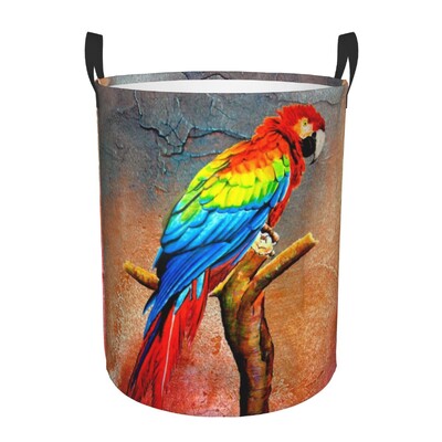 Coș de rufe personalizat, drăguț, papagali tropicali, păsări, coș de rufe cu capacitate pliabilă, coș de depozitare pentru îmbrăcăminte, Cockatiel Macaw Papagal, coș pentru copii