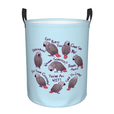 Coș de rufe personalizat, drăguț, papagali tropicali, păsări, coș de rufe cu capacitate pliabilă, coș de depozitare pentru îmbrăcăminte, Cockatiel Macaw Papagal, coș pentru copii