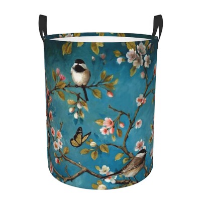 Coș de rufe personalizat, drăguț, papagali tropicali, păsări, coș de rufe cu capacitate pliabilă, coș de depozitare pentru îmbrăcăminte, Cockatiel Macaw Papagal, coș pentru copii