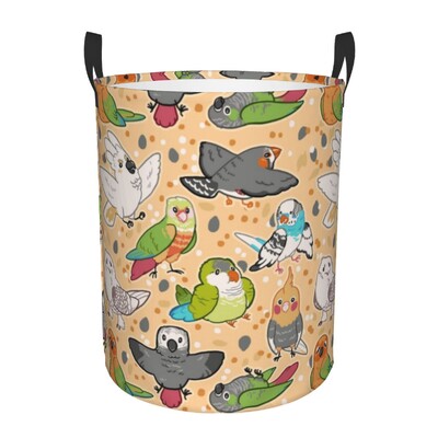 Coș de rufe personalizat, drăguț, papagali tropicali, păsări, coș de rufe cu capacitate pliabilă, coș de depozitare pentru îmbrăcăminte, Cockatiel Macaw Papagal, coș pentru copii