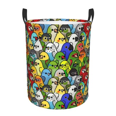 Coș de rufe personalizat, drăguț, papagali tropicali, păsări, coș de rufe cu capacitate pliabilă, coș de depozitare pentru îmbrăcăminte, Cockatiel Macaw Papagal, coș pentru copii