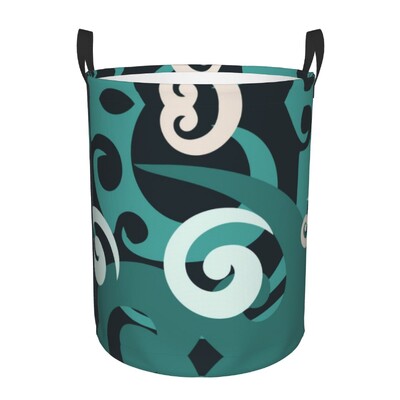 Maori Kowhaiwhai Pattern Кошница за пране Сгъваема Нова Зеландия Koru Tribal Art Clothes Hamper for Baby Детски играчки Чанта за съхранение
