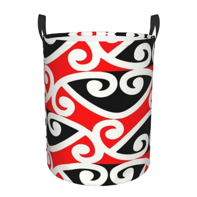Maori Kowhaiwhai Pattern Кошница за пране Сгъваема Нова Зеландия Koru Tribal Art Clothes Hamper for Baby Детски играчки Чанта за съхранение