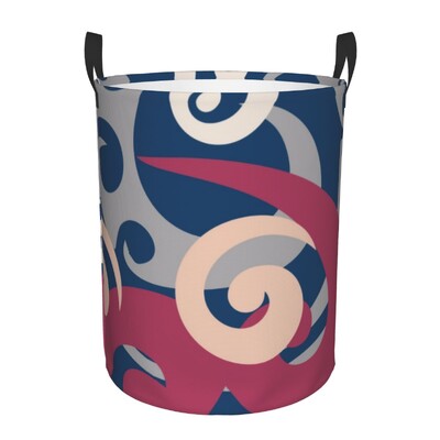 Maori Kowhaiwhai Pattern Кошница за пране Сгъваема Нова Зеландия Koru Tribal Art Clothes Hamper for Baby Детски играчки Чанта за съхранение