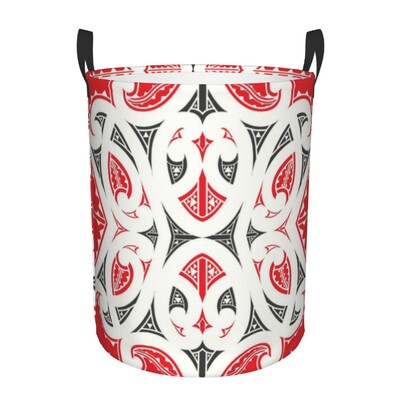 Maori Kowhaiwhai Pattern Кошница за пране Сгъваема Нова Зеландия Koru Tribal Art Clothes Hamper for Baby Детски играчки Чанта за съхранение