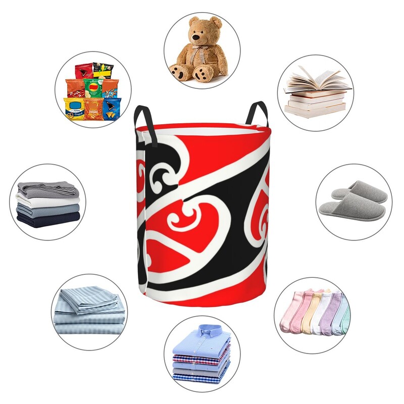 Maori Kowhaiwhai Pattern Кошница за пране Сгъваема Нова Зеландия Koru Tribal Art Clothes Hamper for Baby Детски играчки Чанта за съхранение