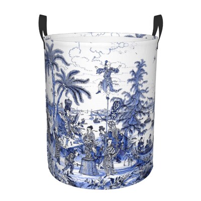 Individualizuotos Golden Pagoda Chinoiserie skalbinių krepšelis Vintažinio rytietiško gluosnio rašto drabužių užsegimas darželio vaikams žaislų laikymo dėžė
