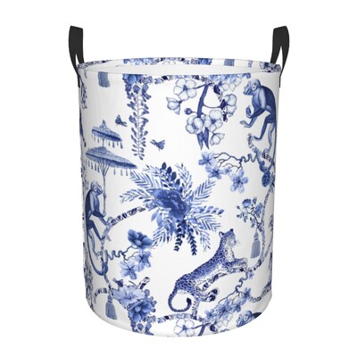 Individualizuotos Golden Pagoda Chinoiserie skalbinių krepšelis Vintažinio rytietiško gluosnio rašto drabužių užsegimas darželio vaikams žaislų laikymo dėžė