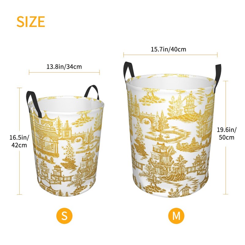 Individualizuotos Golden Pagoda Chinoiserie skalbinių krepšelis Vintažinio rytietiško gluosnio rašto drabužių užsegimas darželio vaikams žaislų laikymo dėžė
