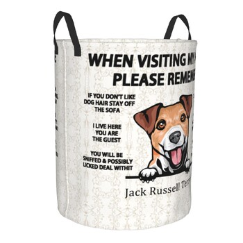 Σκύλος που κρυφοκοιτάζει Jack Russell Terrier Laundry Hamper Μεγάλο καλάθι αποθήκευσης Pet Animal Kids Nursery Toy Organizer