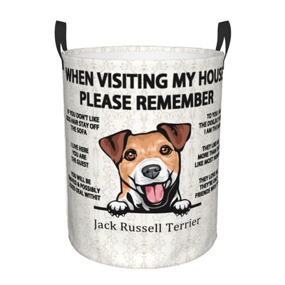 Žvilgčiojantis šuo Džeko Raselio terjeras Skalbinių kliūtis Didelis sandėliavimo krepšelis Naminiai gyvūnai Vaikai Darželio Žaislų Organizatorius