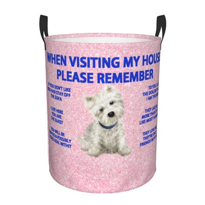 Žvilgčiojantis šuo Džeko Raselio terjeras Skalbinių kliūtis Didelis sandėliavimo krepšelis Naminiai gyvūnai Vaikai Darželio Žaislų Organizatorius