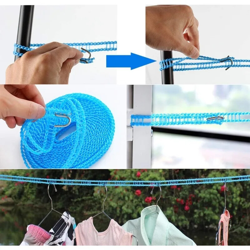 2 Roll Portable Clotheslines 3/5/M Αντιανεμικά Nylon Clothes Line Rope Fence-type Clothesline Drying Quilt Rope Rope Clothesline Outdoor
