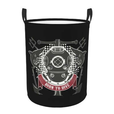 Scuba Dive Flag and Diver Laundry Basket Πτυσσόμενο Diving Lover Toy Clothes Hamper Kάδος αποθήκευσης για Παιδικό νηπιαγωγείο