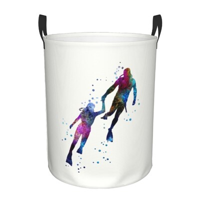 Scuba Dive Flag and Diver Laundry Basket Πτυσσόμενο Diving Lover Toy Clothes Hamper Kάδος αποθήκευσης για Παιδικό νηπιαγωγείο