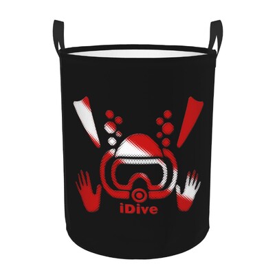 Scuba Dive Flag and Diver Laundry Basket Πτυσσόμενο Diving Lover Toy Clothes Hamper Kάδος αποθήκευσης για Παιδικό νηπιαγωγείο