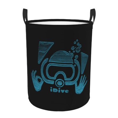 Scuba Dive Flag and Diver Laundry Basket Πτυσσόμενο Diving Lover Toy Clothes Hamper Kάδος αποθήκευσης για Παιδικό νηπιαγωγείο