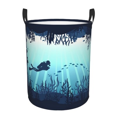 Scuba Dive Flag and Diver Laundry Basket Πτυσσόμενο Diving Lover Toy Clothes Hamper Kάδος αποθήκευσης για Παιδικό νηπιαγωγείο