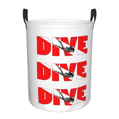 Scuba Dive Flag and Diver Laundry Basket Πτυσσόμενο Diving Lover Toy Clothes Hamper Kάδος αποθήκευσης για Παιδικό νηπιαγωγείο