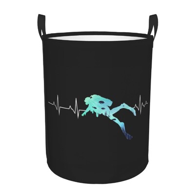 Scuba Dive Flag and Diver Laundry Basket Πτυσσόμενο Diving Lover Toy Clothes Hamper Kάδος αποθήκευσης για Παιδικό νηπιαγωγείο