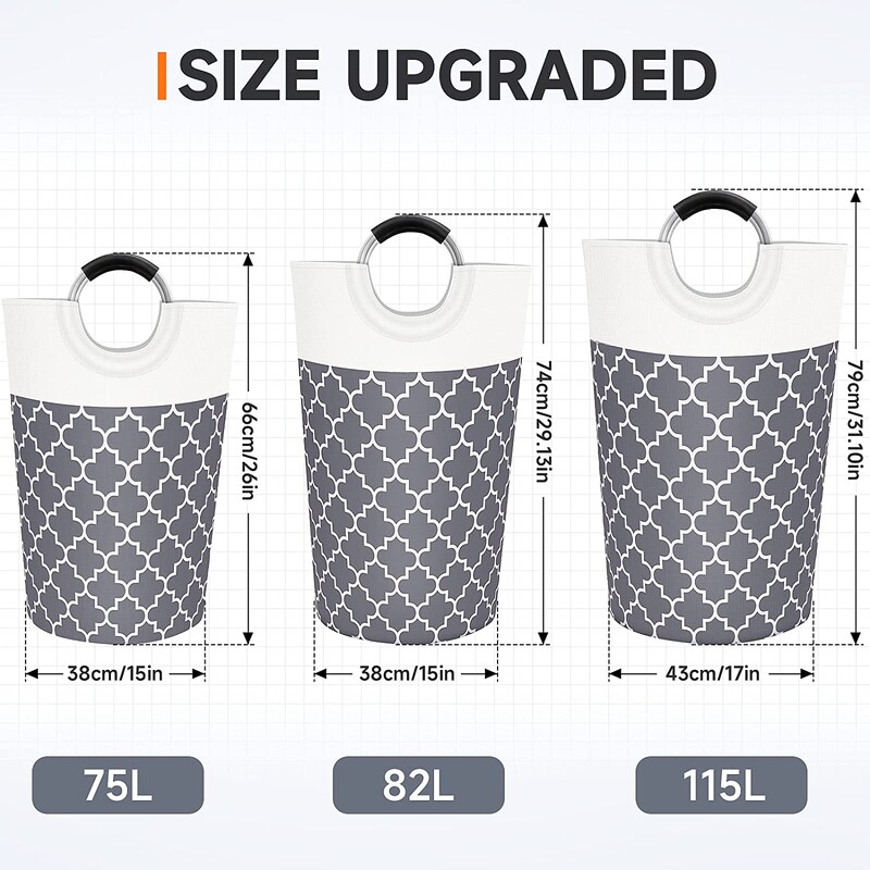 Nagy szennyeskosár Mosodai táska Mosótáska Ruhatáska Összecsukható fogantyúkkal Vízálló utazási fürdőszobai tároló