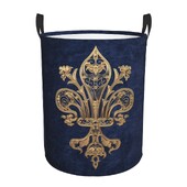 Zákazkový zlatý filigránový kôš na bielizeň Fleur-De-Lys, veľký úložný kôš s kvetmi ľalie Fleur-De-Lys, organizér na hračky do detskej izby