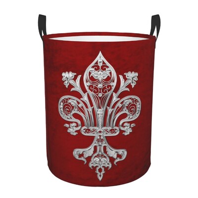 Zákazkový zlatý filigránový kôš na bielizeň Fleur-De-Lys, veľký úložný kôš s kvetmi ľalie Fleur-De-Lys, organizér na hračky do detskej izby