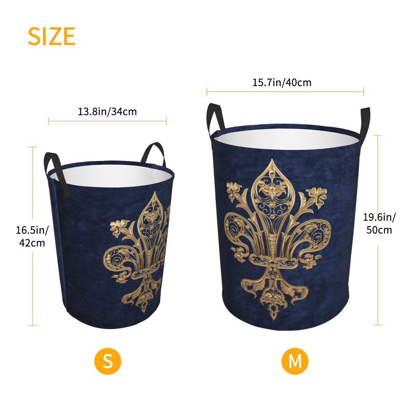 Zákazkový zlatý filigránový kôš na bielizeň Fleur-De-Lys, veľký úložný kôš s kvetmi ľalie Fleur-De-Lys, organizér na hračky do detskej izby
