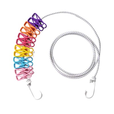 Snur de rufe de camping cu 12 ace de rufe Linie de haine de călătorie uscare frânghie elastică pentru barcă, curte, hotel, interior, exterior