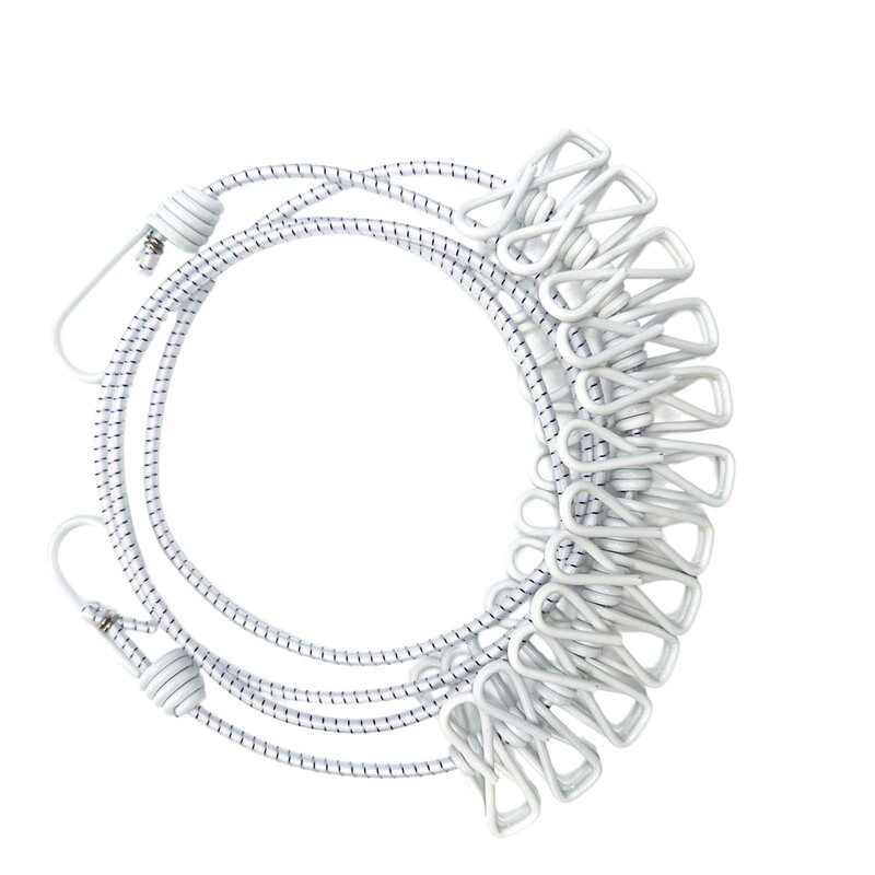 Snur de rufe de camping cu 12 ace de rufe Linie de haine de călătorie uscare frânghie elastică pentru barcă, curte, hotel, interior, exterior