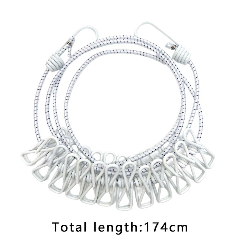 Snur de rufe de camping cu 12 ace de rufe Linie de haine de călătorie uscare frânghie elastică pentru barcă, curte, hotel, interior, exterior