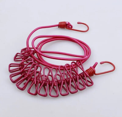 Nešiojama drabužių virvė su 12 spaustukų Ištraukiama skalbinių džiovykla Drabužių virvės Džiovinimo stovo audinio pakabinimo linija, skirta lauke