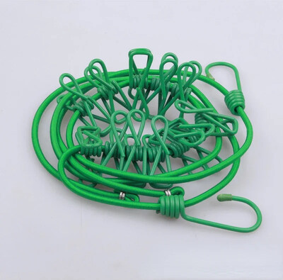 Nešiojama drabužių virvė su 12 spaustukų Ištraukiama skalbinių džiovykla Drabužių virvės Džiovinimo stovo audinio pakabinimo linija, skirta lauke