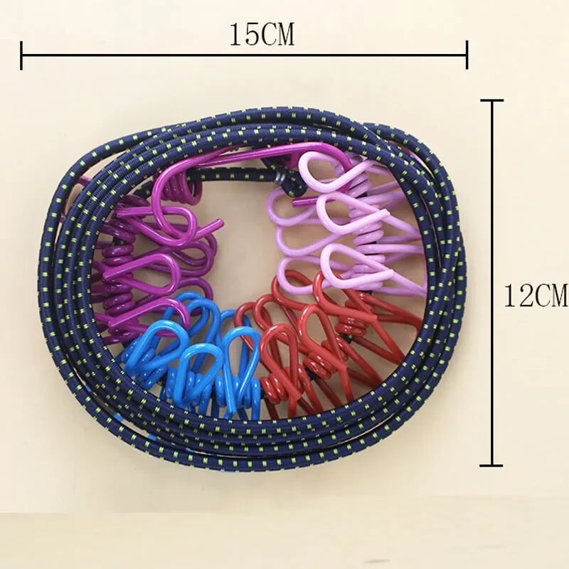 Nešiojama drabužių virvė su 12 spaustukų Ištraukiama skalbinių džiovykla Drabužių virvės Džiovinimo stovo audinio pakabinimo linija, skirta lauke