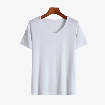 Летни горнища за мъже Вискоза Плюс размер Пижами Мек модален памук Мъжко спално облекло С къс ръкав Тениска за сън Домашни дрехи