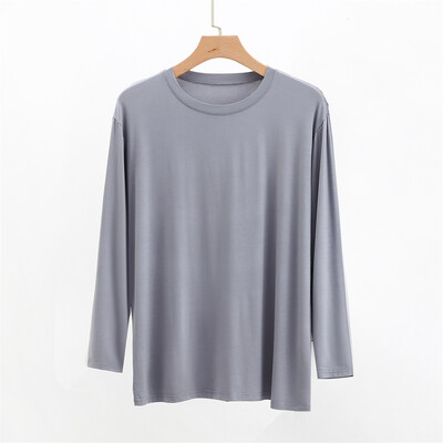 Új, 2024-es férfi modális póló alvó felsők O-nyakú, hosszú ujjú elasztikus otthoni ruházat tömör alkalmi hálóruha férfi ruhák tavaszi pizsamák