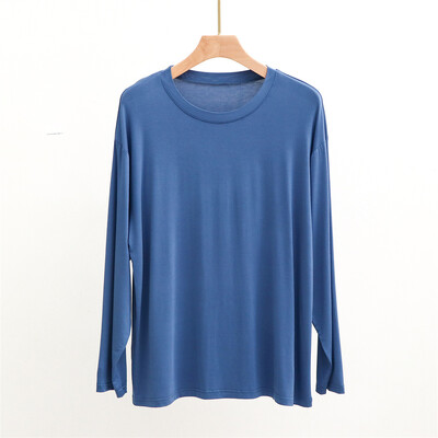 Új, 2024-es férfi modális póló alvó felsők O-nyakú, hosszú ujjú elasztikus otthoni ruházat tömör alkalmi hálóruha férfi ruhák tavaszi pizsamák