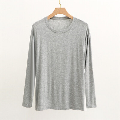 Új, 2024-es férfi modális póló alvó felsők O-nyakú, hosszú ujjú elasztikus otthoni ruházat tömör alkalmi hálóruha férfi ruhák tavaszi pizsamák