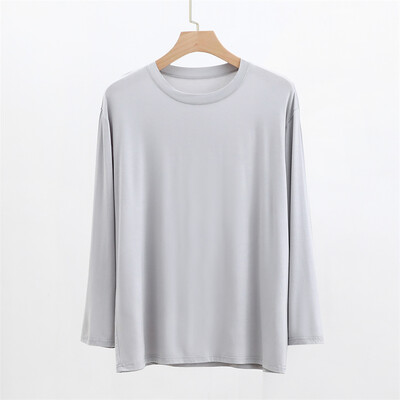 Új, 2024-es férfi modális póló alvó felsők O-nyakú, hosszú ujjú elasztikus otthoni ruházat tömör alkalmi hálóruha férfi ruhák tavaszi pizsamák