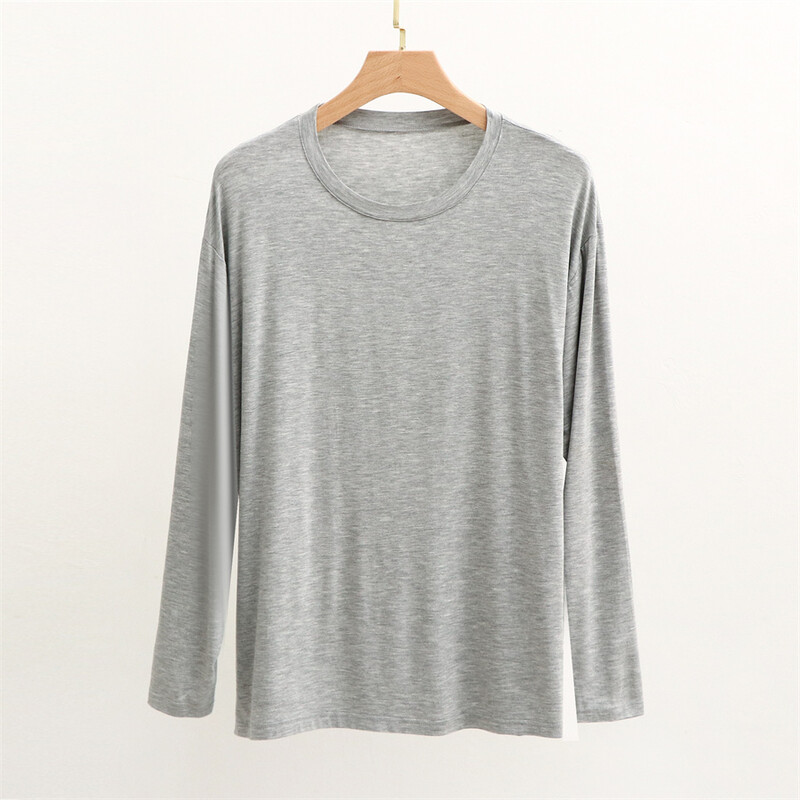 Új, 2024-es férfi modális póló alvó felsők O-nyakú, hosszú ujjú elasztikus otthoni ruházat tömör alkalmi hálóruha férfi ruhák tavaszi pizsamák