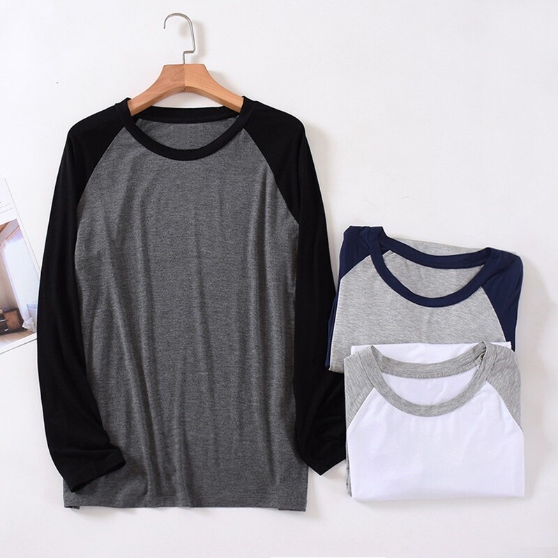 Ανδρική πιτζάμα μακρυμάνικη μπλούζα Λεπτή φαρδιά πυτζάμες Πιτζάμα μπλούζα στο σπίτι για άντρες Φθινόπωρο Χειμώνας мужские ночные рубашки