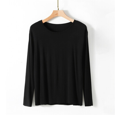 Modális tavaszi őszi férfi otthoni ruha O-nyakú, hosszú ujjú sztreccs fehérnemű Kényelmes alvó felsők Pizsama póló Hálóruha 4XL