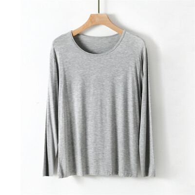 Modális tavaszi őszi férfi otthoni ruha O-nyakú, hosszú ujjú sztreccs fehérnemű Kényelmes alvó felsők Pizsama póló Hálóruha 4XL