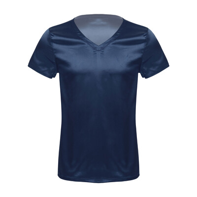 Vyriški satininiai miegui skirti apkarpyti viršutiniai marškinėliai naktiniai vienspalviai naktiniai marškinėliai naktiniai drabužiai miegui Vyriški pižamos poilsio drabužių viršutiniai drabužiai