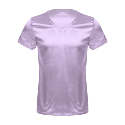 Vyriški satininiai miegui skirti apkarpyti viršutiniai marškinėliai naktiniai vienspalviai naktiniai marškinėliai naktiniai drabužiai miegui Vyriški pižamos poilsio drabužių viršutiniai drabužiai