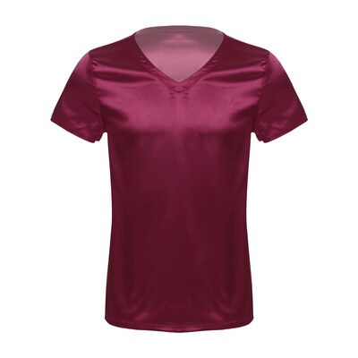 Vyriški satininiai miegui skirti apkarpyti viršutiniai marškinėliai naktiniai vienspalviai naktiniai marškinėliai naktiniai drabužiai miegui Vyriški pižamos poilsio drabužių viršutiniai drabužiai