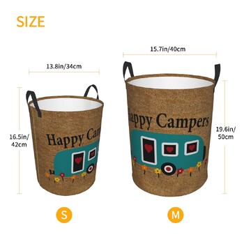 Happy Campers Laundry Hamper Μεγάλο καλάθι αποθήκευσης Cartoon RV Adventure Camping Kids Nursery Toy Organizer