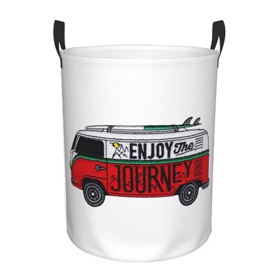 Happy Campers Laundry Hamper Μεγάλο καλάθι αποθήκευσης Cartoon RV Adventure Camping Kids Nursery Toy Organizer