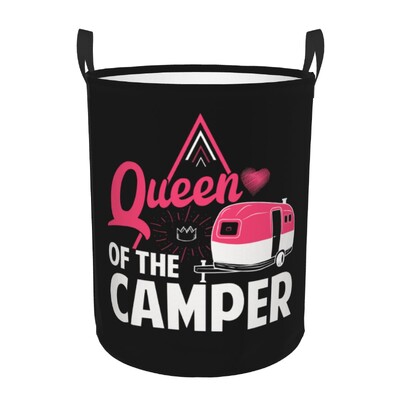 Happy Campers Laundry Hamper Μεγάλο καλάθι αποθήκευσης Cartoon RV Adventure Camping Kids Nursery Toy Organizer